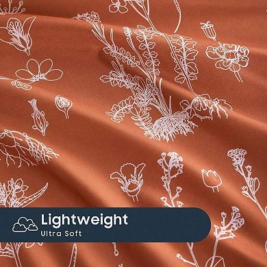 Botanical Flower Print 4pc King Sheet Set Deep Pocket Soft Polyester