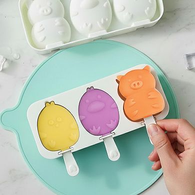 Silicone Animal Ice Mold Tray Cute Pig Duck Chick Shape Reusable Freezer Mold Set 2 Piece