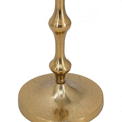 TOEMOA Set of Three Slender Aluminum Taper Candle Holders with Accents