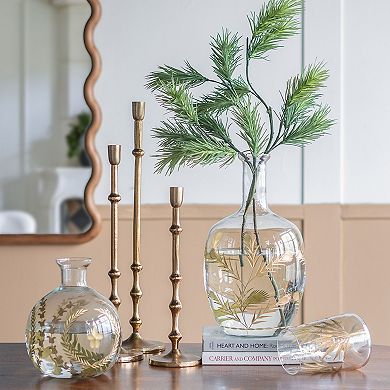 TOEMOA Set of Three Slender Aluminum Taper Candle Holders with Accents