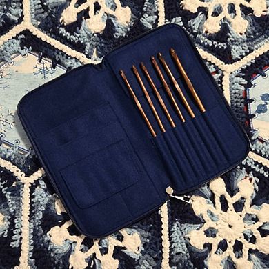 Crochet Hook Set Rosewood Sizes E, F, G, 7, H, I w/custom case