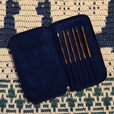 Crochet Hook Set Rosewood Sizes E, F, G, 7, H, I w/custom case