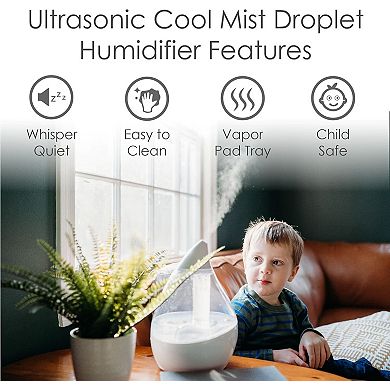 Droplet Cool-Mist Humidifier with Vapor Tray, 0.5. Gal.