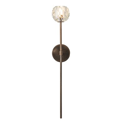 H28" 1-Light Antique Bronze Vertical Wall Lamp with Faceted K9 Crystal Shade Modern Crystal Wall Sco
