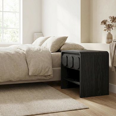 Wooden Nightstand with Single Drawer and Modern Design