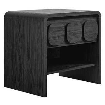 Wooden Nightstand with Single Drawer and Modern Design