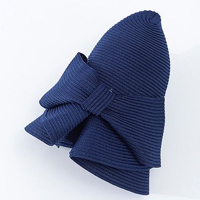 Womens Wide Brim Straw Sun Hat with Oversized Bow Detail and Adjustable Inner Band