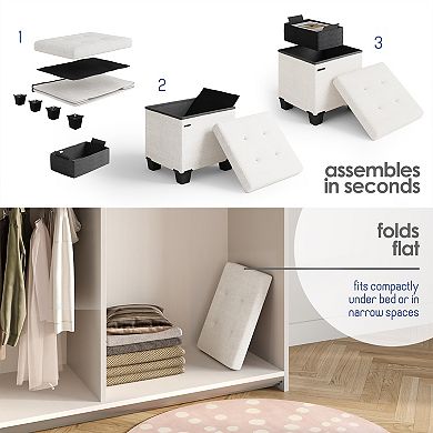 Storage Ottoman Bench with Storage Bins