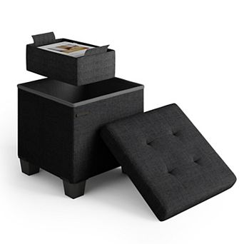 Storage Ottoman Bench with Storage Bins