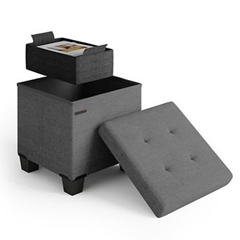 Storage Ottoman Bench with Storage Bins