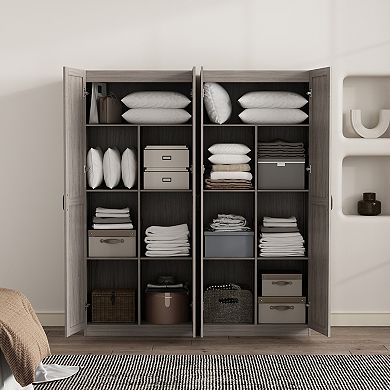 MANHATTAN COMFORT Cornelia Modern 30-Inch 7-Shelf Storage Cabinet Set of 2