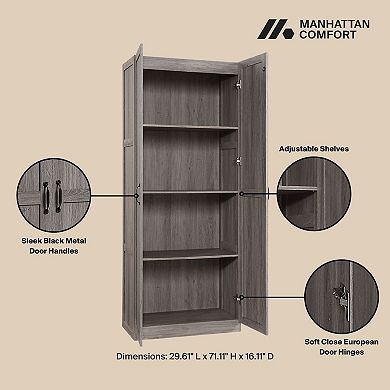 MANHATTAN COMFORT Cornelia 30-Inch 4-Shelf Storage Cabinet 2-Piece Set