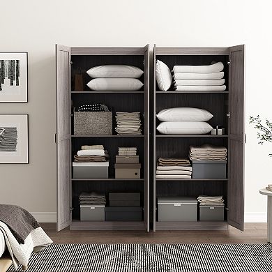 MANHATTAN COMFORT Cornelia 30-Inch 4-Shelf Storage Cabinet 2-Piece Set