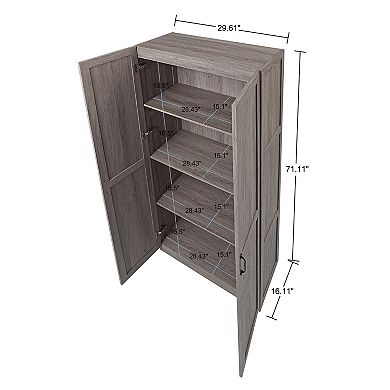 MANHATTAN COMFORT Cornelia 30-Inch 4-Shelf Storage Cabinet 2-Piece Set