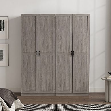 MANHATTAN COMFORT Cornelia 30-Inch 4-Shelf Storage Cabinet 2-Piece Set