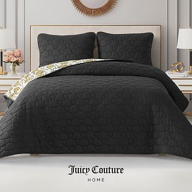 Juicy Couture Cheetah Doodle Hearts Quilt Set