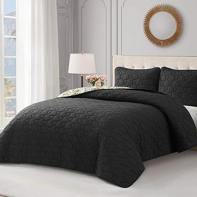 Juicy Couture Cheetah Doodle Hearts Quilt Set