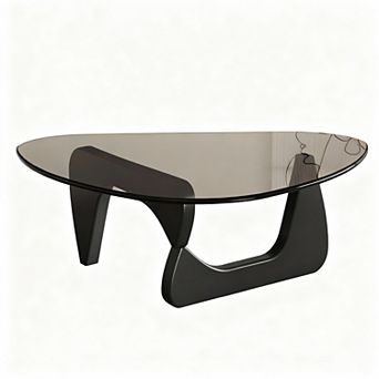 Mid-Century Modern Coffee Table with Tempered Glass Top