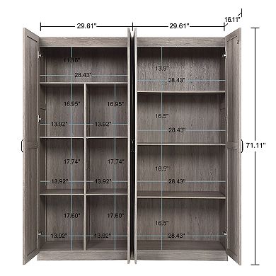 MANHATTAN COMFORT Cornelia Modern 6 Adjustable Shelves Wardrobe Closet 2-Piece Set