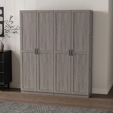 MANHATTAN COMFORT Cornelia Modern 6 Adjustable Shelves Wardrobe Closet 2-Piece Set