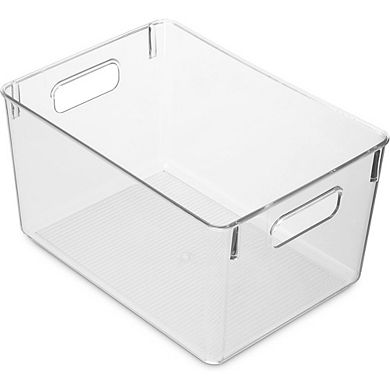 Pack of Four Plastic Kitchen Storage Bins for Pantry and Fridge Organization