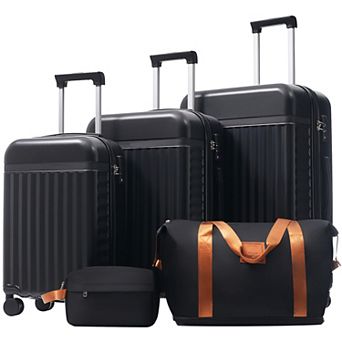 KWPZQEB Hardside Expandable Suitcase Set 5 pc 20+24+28 Inch with Travel Bags