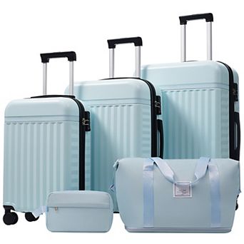 KWPZQEB Hardside Expandable Suitcase Set 5 pc 20+24+28 Inch with Travel Bags