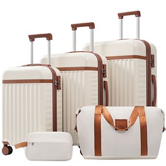 KWPZQEB Hardside Expandable Suitcase Set 5 pc 20+24+28 Inch with Travel Bags