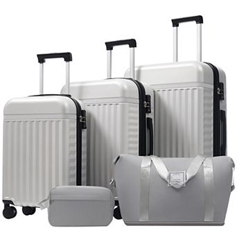 KWPZQEB Hardside Expandable Suitcase Set 5 pc 20+24+28 Inch with Travel Bags