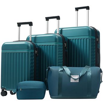 KWPZQEB Hardside Expandable Suitcase Set 5 pc 20+24+28 Inch with Travel Bags