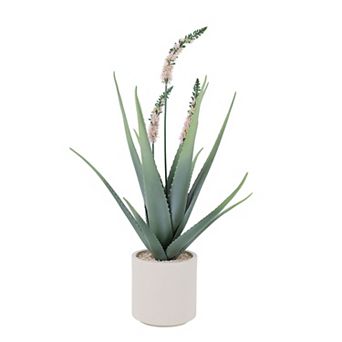 40 in Realistic Artificial Aloe Vera Plant with Planter & Real Gravel, UV Resistant Faux Plant