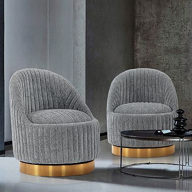 MANHATTAN COMFORT Leela Upholstered Swivel Lounge Chair Set of 2