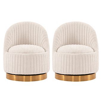 MANHATTAN COMFORT Leela Upholstered Swivel Lounge Chair Set of 2