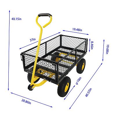 WOW PIONEER Heavy Duty Foldable Garden Utility Cart with Removable Sides