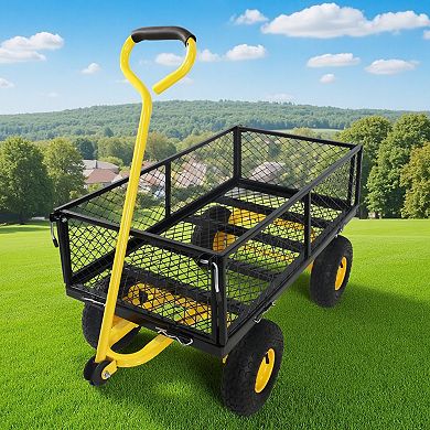 WOW PIONEER Heavy Duty Foldable Garden Utility Cart with Removable Sides