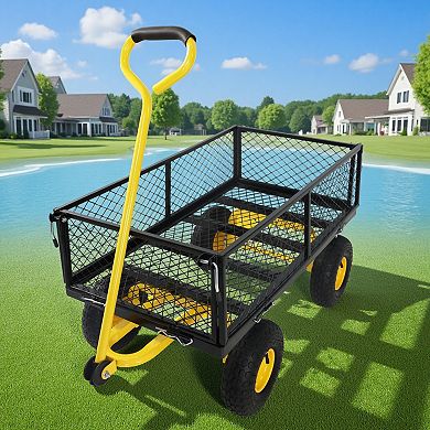 WOW PIONEER Heavy Duty Foldable Garden Utility Cart with Removable Sides