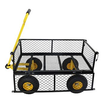 WOW PIONEER Heavy Duty Foldable Garden Utility Cart with Removable Sides