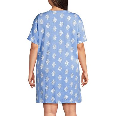 Plus Size Lands' End Cotton Interlock Relaxed Above the Knee Nightgown
