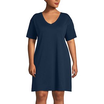 Plus Size Lands' End Cotton Interlock Relaxed Above the Knee Nightgown