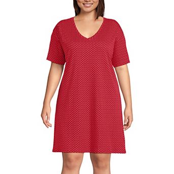 Plus Size Lands' End Cotton Interlock Relaxed Above the Knee Nightgown
