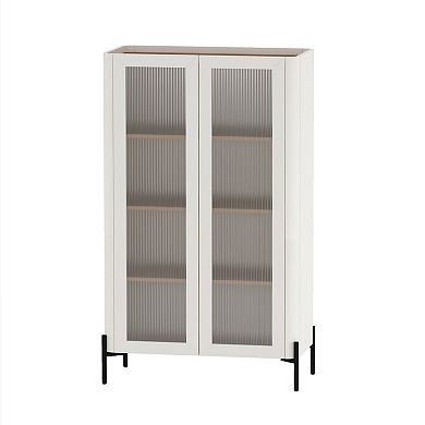 MANHATTAN COMFORT Abbey Modern 2-Piece Buffet & Bookcase Set