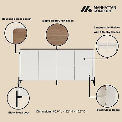 MANHATTAN COMFORT Abbey Modern 2-Piece Buffet & Bookcase Set