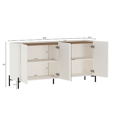 MANHATTAN COMFORT Abbey Modern 2-Piece Buffet & Bookcase Set