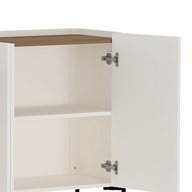 MANHATTAN COMFORT Abbey Modern 2-Piece Buffet & Bookcase Set