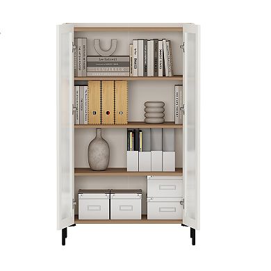 MANHATTAN COMFORT Abbey Modern 2-Piece Buffet & Bookcase Set