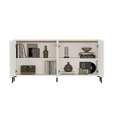 MANHATTAN COMFORT Abbey Modern 2-Piece Buffet & Bookcase Set