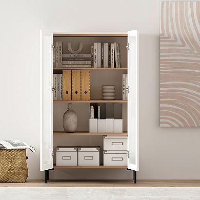 MANHATTAN COMFORT Abbey Modern 2-Piece Buffet & Bookcase Set