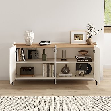 MANHATTAN COMFORT Abbey Modern 2-Piece Buffet & Bookcase Set