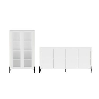 MANHATTAN COMFORT Abbey Modern 2 pc Buffet & Bookcase Set