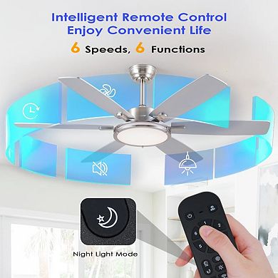 52 Inch Downrod Ceiling Fan with Light Quiet DC Motor Remote App Control Modern